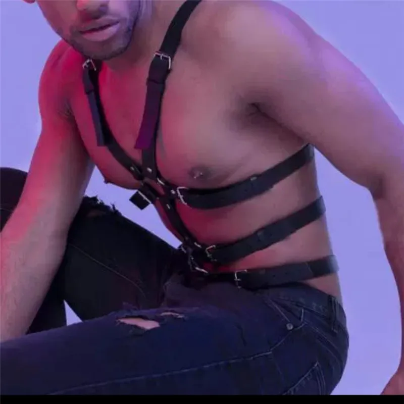 1PC Adjustable Men Sexy Lingerie Leather Sexual Harness Men Rave Gay Clothing BDSM Fetish Full Body Harness Belt Strap For Sex