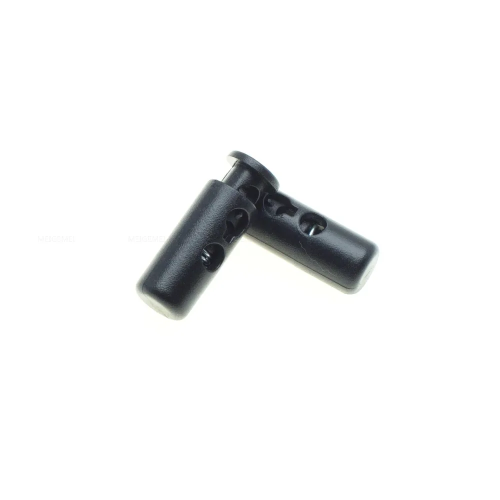 10 pz/pacco 2 fori Cavo di Blocco Cilindro Barile Toggle Clip Tappo di Plastica Nero Dimensioni: 24mm * 8mm