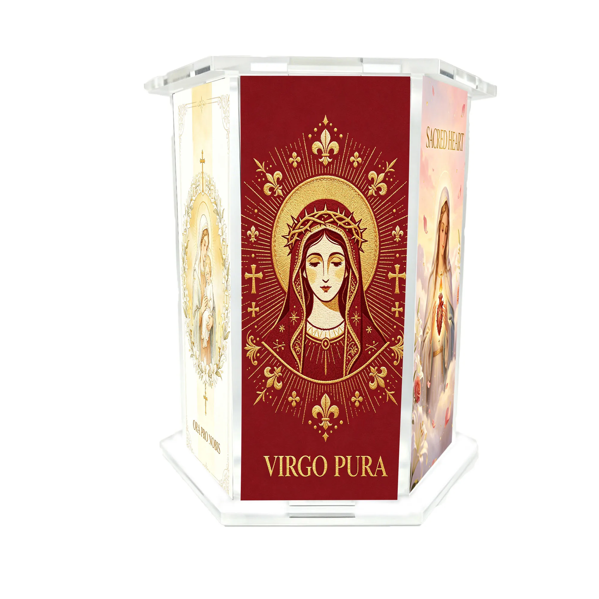 Elegant painting design of the Virgin, soft artistic sense, religious style desktop pen holder