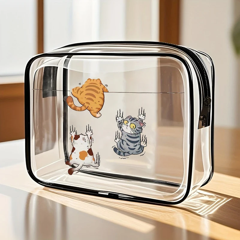 

Unisex Transparent Casual Handbag Ideal for Wash Bag Storage Bag Travel Airport Luggage Accessories with Zipper Closure And Han