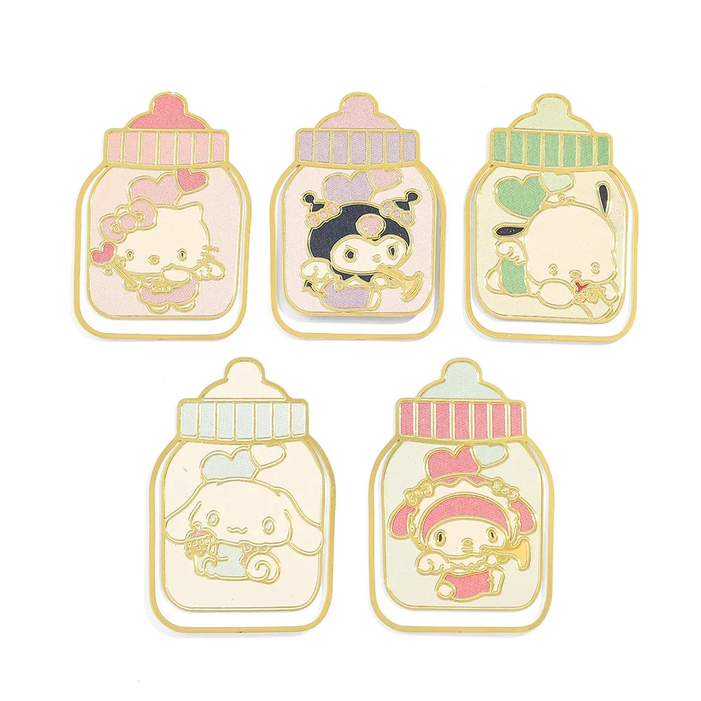 Baby Bottle Sanrio Bookmark Cinnamoroll HelloKitty Kuromi Kawaii Page Marker Reading Stationery for Girls Boys Learning Supplies