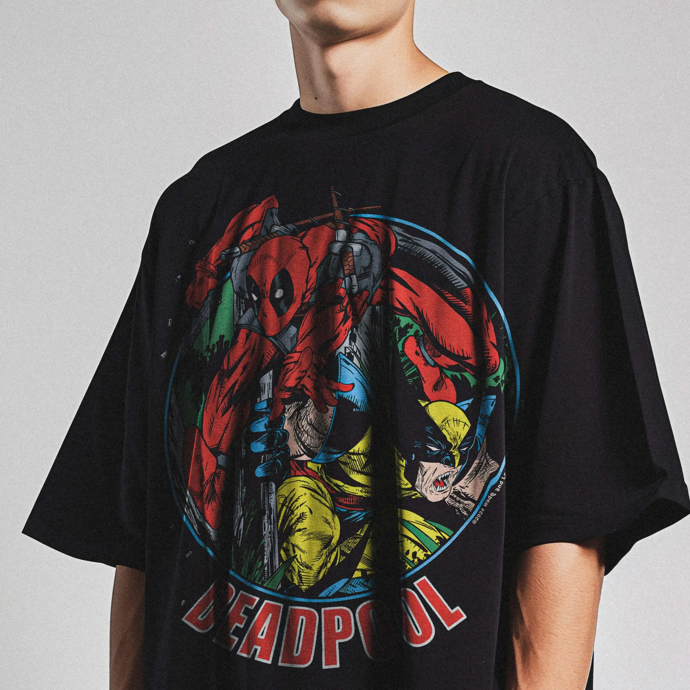 

Summer High-quality Trend Marvel Deadpool and Wolverine Short-sleeved Printed Men's and Women's Same Cotton Half-sleeved Top
