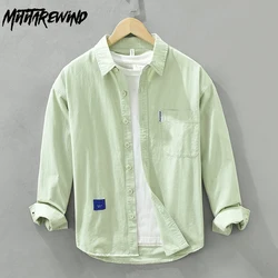 100% Cotton New in Shirts for Men Spring Daily Casual Fresh Shirt Loose Lapel Long Sleeves Button Up Shirt Men Simple Tops Youth