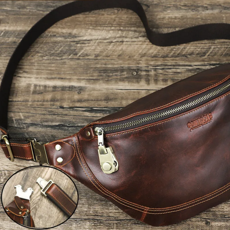 

Fashionable British Style Top Layer Cowhide Cow Belt Password Lock Men's Multi Functional Genuine Leather Sports Phone Waist Bag