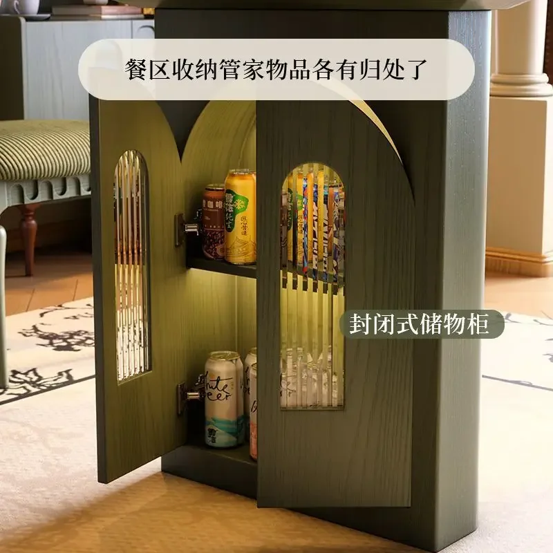 French retro solid wood dining table small apartment ash wood high-end rectangular medium and ancient style storage dining table