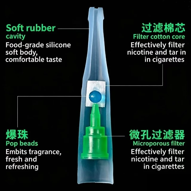 High quality Disposable Cigarette Holder Explosive bead Smoke Mouthpiece Reducing Tar For Thick Thin Mint taste Smoking filter