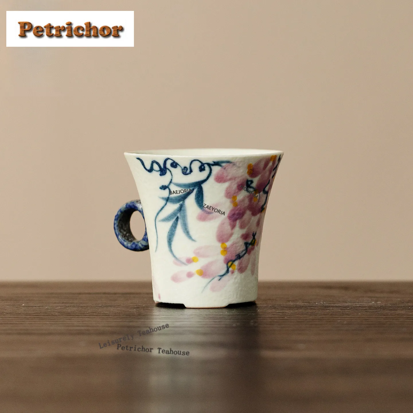 40ml handbemalte Glyzinienblüten-Teetasse, Retro-Teetassenset, Teeverkostungs- und Dufttasse, Chazhan-Meistertassen, Trinkgeschirr, Kunsthandwerk