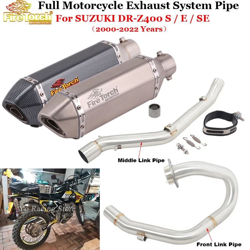 For SUZUKI DR-Z400 DRZ400 DRZ DR Z400 Z 400 S SM E 2000 - 2022 Motorcycle Exhaust System Modify Front Mid Link Pipe Muffler Moto