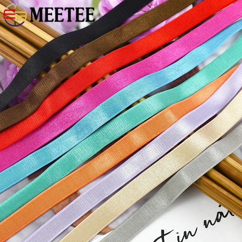 10/20/50Meter 10mm Color Nylon Spandex Elastic Bands Bra Shoulder Strap Elasticity Trim Underwear Belt DIY Sewing Accessory