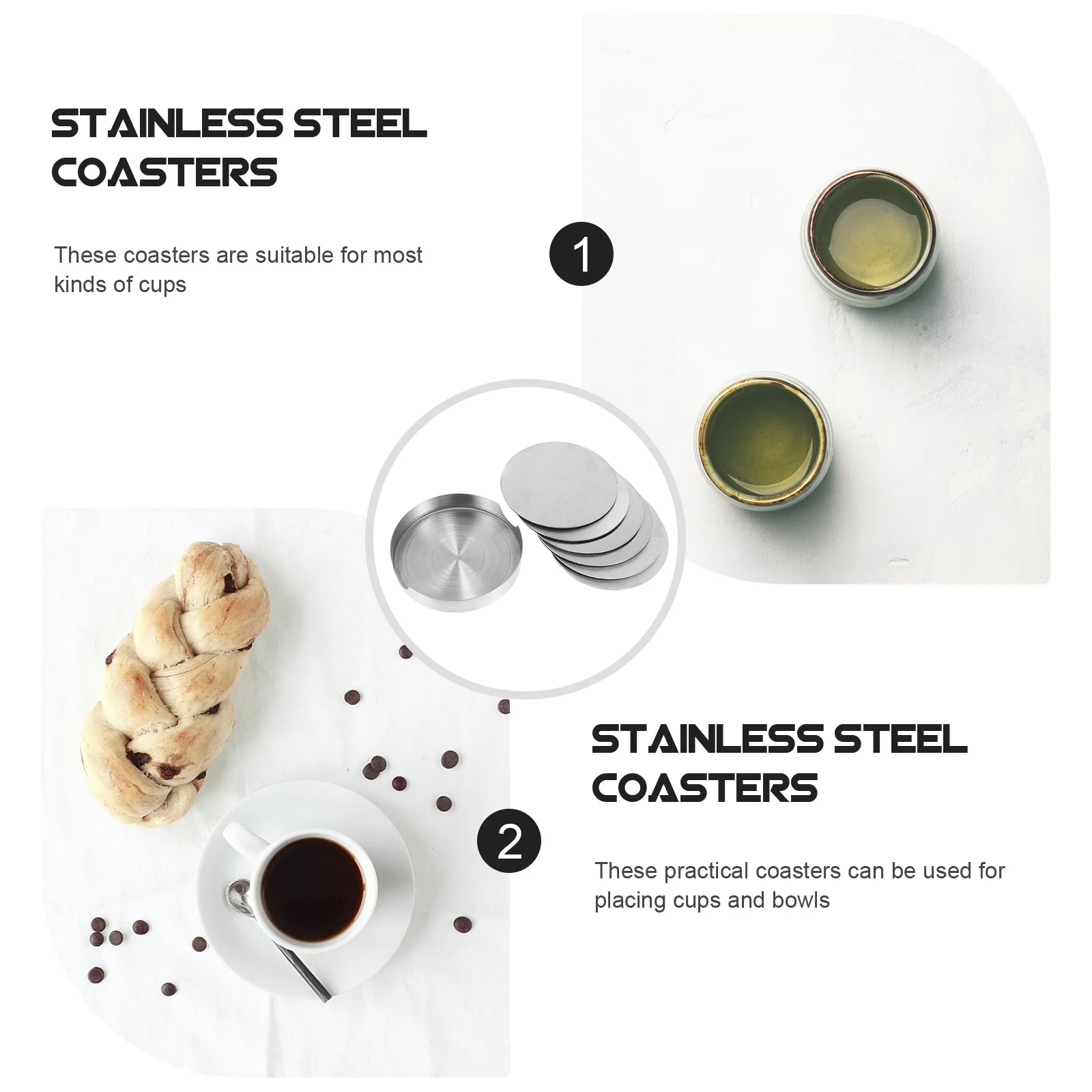 

1 set Insulated Coaster Set Round Practical Bowl Mats Table Protection Rust-Proof Cup Pads Heat-Resistant Desktop Mat