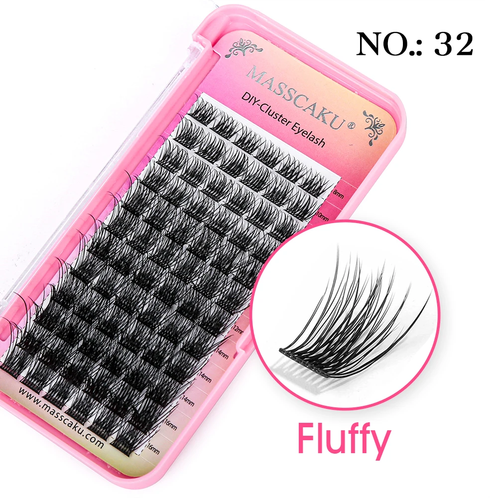 MASSCAKU DIY Cluster Wimper Extension Gesegmenteerde Valse Bundels Wimpers 72Volume Natuurlijke Russische Faux Nertsen Make Wimpers