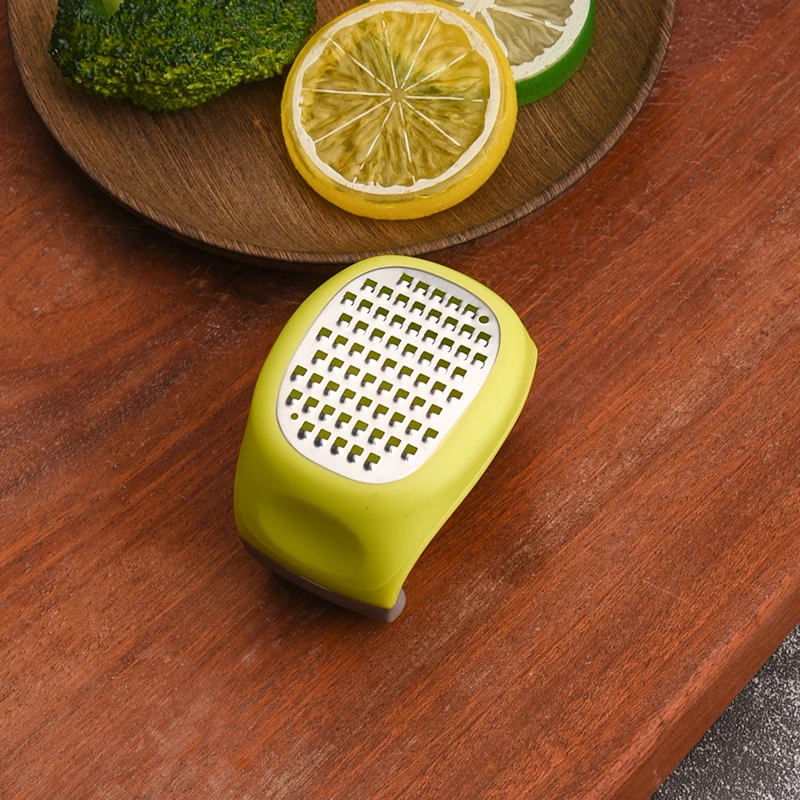 1pc utensílios de cozinha alça de plástico ralador de gengibre de aço inoxidável ferramenta de queijo alho imprensa ralador multifuncional