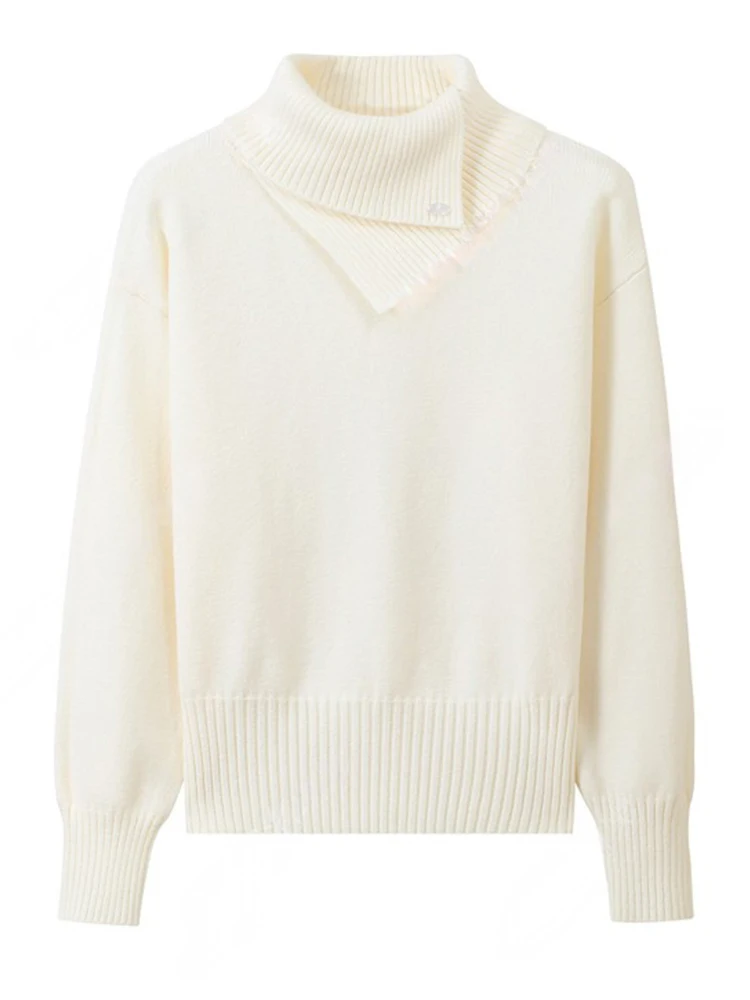 

Faionable Long Sve Knitted Sweater Women's High Collar Slimming Autumn Winter New Sle Commute Sle Soft Fabric Casual...