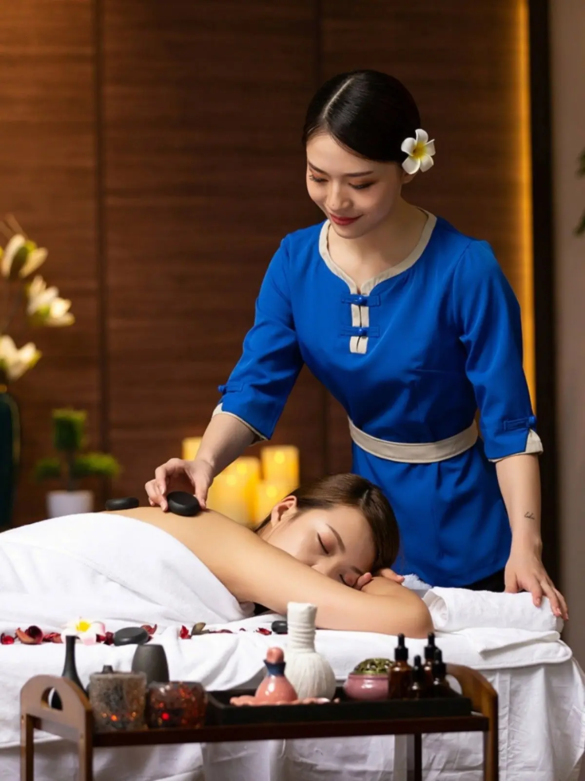 مجموعة بدلة فني صحي لساونا حمام القدم للسيدات من سبا تايلاندية