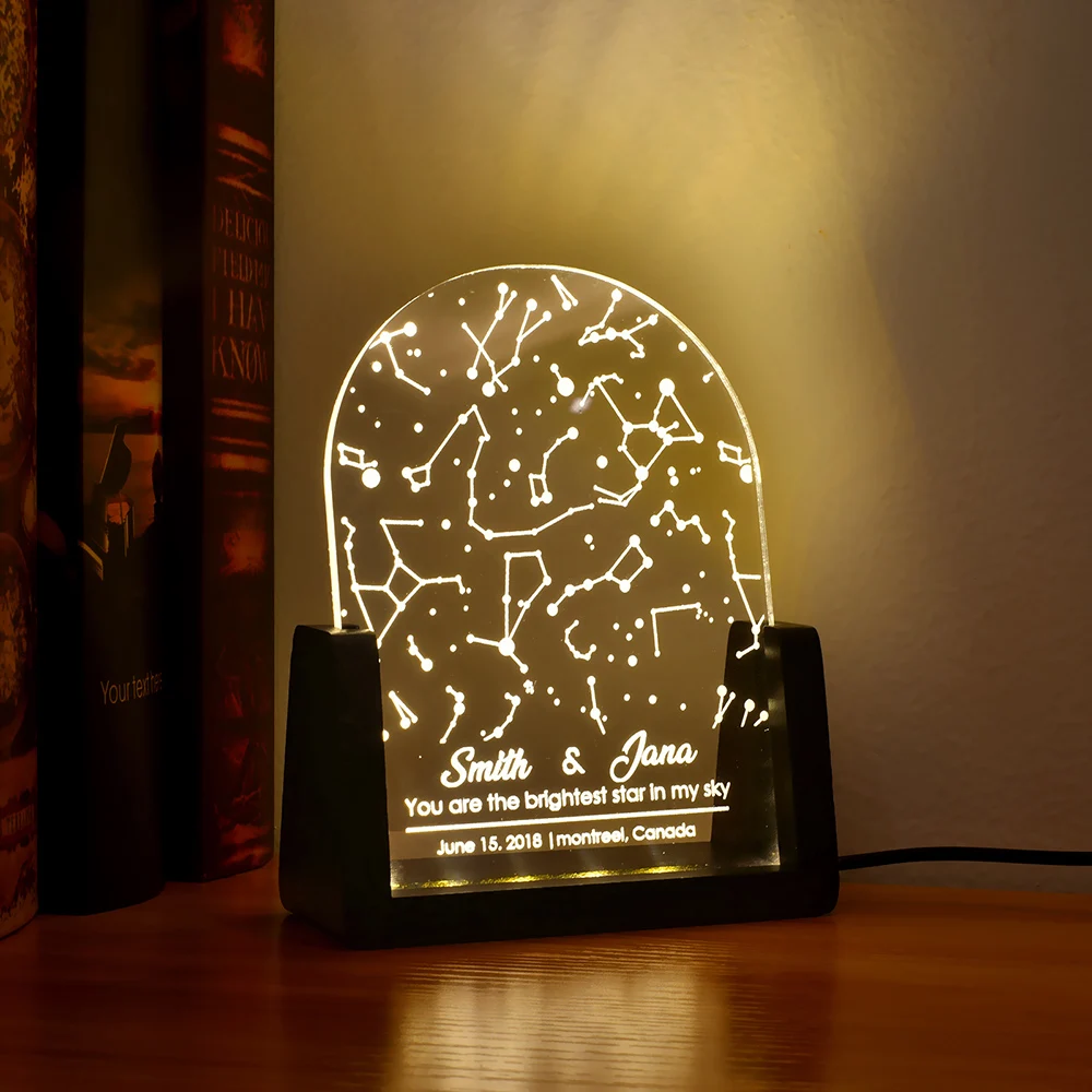 Mapa constelação personalizado com lâmpada acrílica, estrela gráfico lâmpada, Night Sky Night Light, Dropshipping, mãe