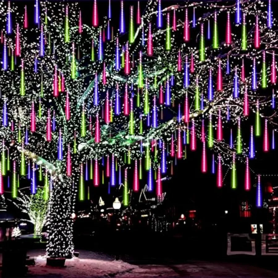 

Christmas Lights Outdoor, 24 Tubes 576 LEDs Meteor Shower Light, Icicle Snow Falling Rain Lights for Xmas Tree Christmas Decora