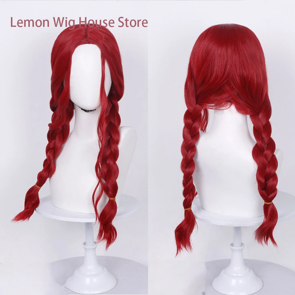 Descendants 5 Evil Wonderland Cosplay Wig Braided Red Wig Anime Heat Resistant Synthetic Wigs for Halloween Party Carnival
