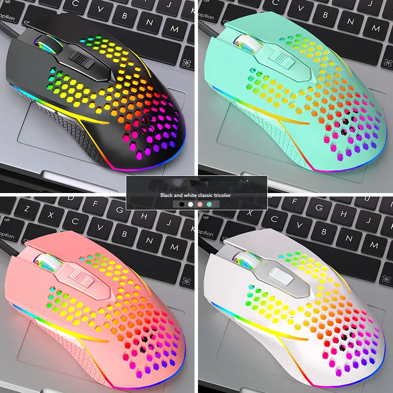 

Delux M700 PMW3389 RGB Gaming Mouse 67g Lightweight Honeycomb Shell Ergonomic Mice with Soft Rope Cable For Computer Gamer