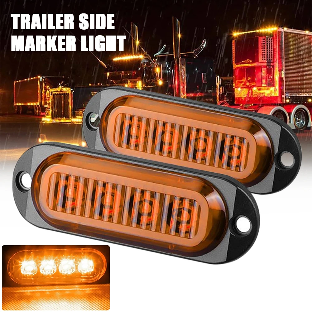 

10PCS 4LED Car LED Trailer Side Marker Light 12V-24V Indicator Light 90LM Warning Lamp Rear Light Waterproof Auto Accessories