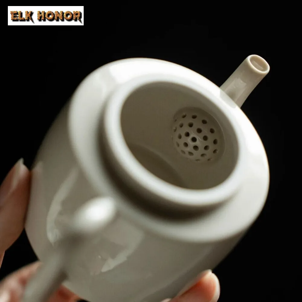 110ml Handwritten Joyful Teapot Retro Plant Ash Hanwa Pot Tea Brewing Ball Hole Kettle Kung Fu Tea Tableware Supplies Ornaments