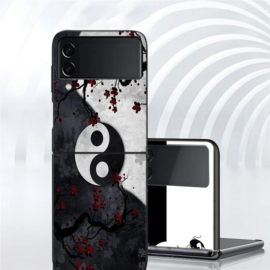 Eight Diagrams Taiji Yin Yang Phone For Samsung Galaxy Z Flip 5 4 3 5G Case Luxury Cover Z Flip 6 5G Black Cases Shell PC Fundas