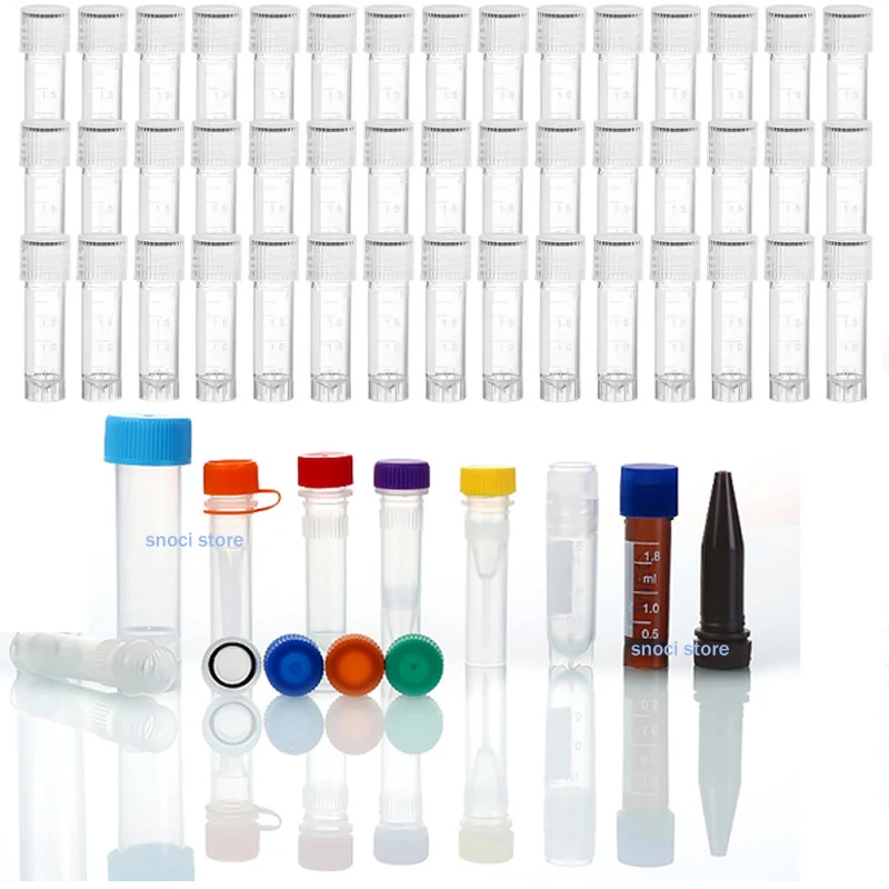 0.5ml 1ml 1.5ml 1.8ml 5ml PP Lab Cryopreservation Tube Cryotube Freezing Tubes Centrifuge Tube Volume Vials Bottles 50pcs/100Pcs