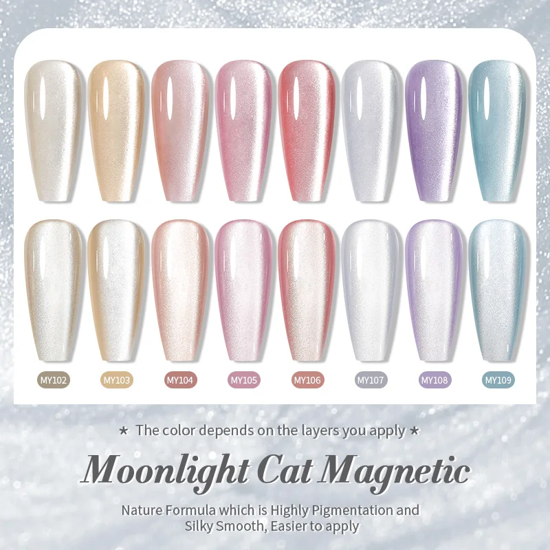 BORN PRETTY 10ml Cat Magnetic Gel Polish Set Silver White Water Light Soak Off UV LED Gel Halloween Christmas DIY Manicure 1/8Pc
