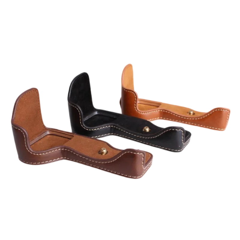 Bolsa de PU funda protectora cuerpo media cubierta montaje de tornillo 1/4 para accesorios de cámara Sony ILCE-6500 A6500