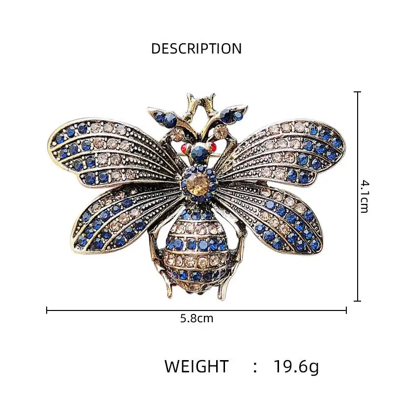 Luxury Vintage Crystal Bee Beetle Brooches For Women Man Clothes Suit Fashion Metal Insect Animal Brooch Pin Jewelry Accessories