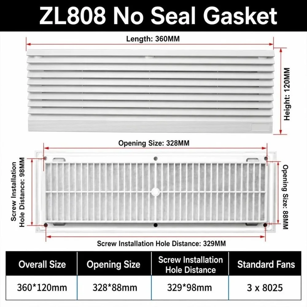 Air Ventilation System ABS Vent Grille White Waterproof Louver Vent Dustproof Vent Filter Fan Cooling