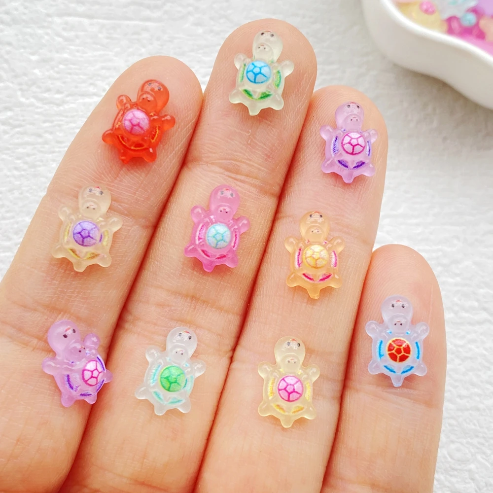 100er farbiger Mini-Schildkröten-Schmuck für Eltern und Kinder – für DIY-Nagelkunst, Sammelalbum, Hochzeitsohrringe und Schmuckhandwerk