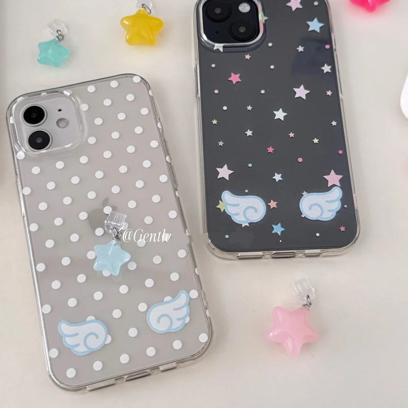 Korean Ins Vitality Star Collage Wings Phone Case For Samsung A36 A26 A56 A16 A55 A35 A25 A15 A54 A34 A24 A14 A13 A53 A33 Cover - náhled 2