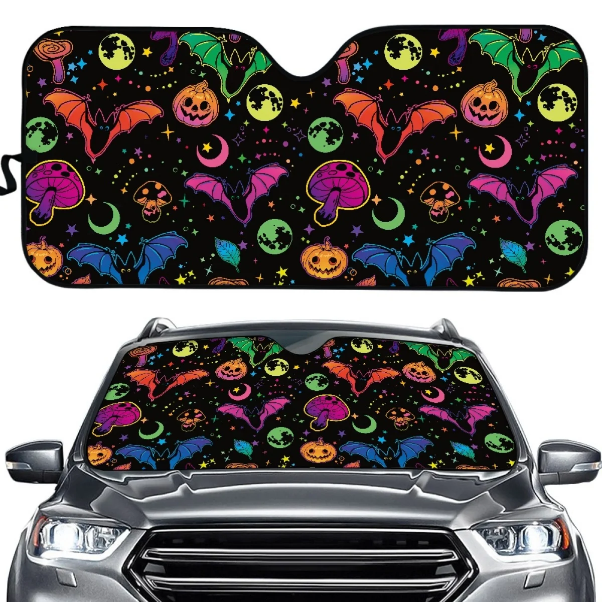 Pumpkin/ghost/Bat/Mushroom Gradient Car Sun Visor Halloween Night Decor Horror 3D Car Interior Universal Easy Install for Women