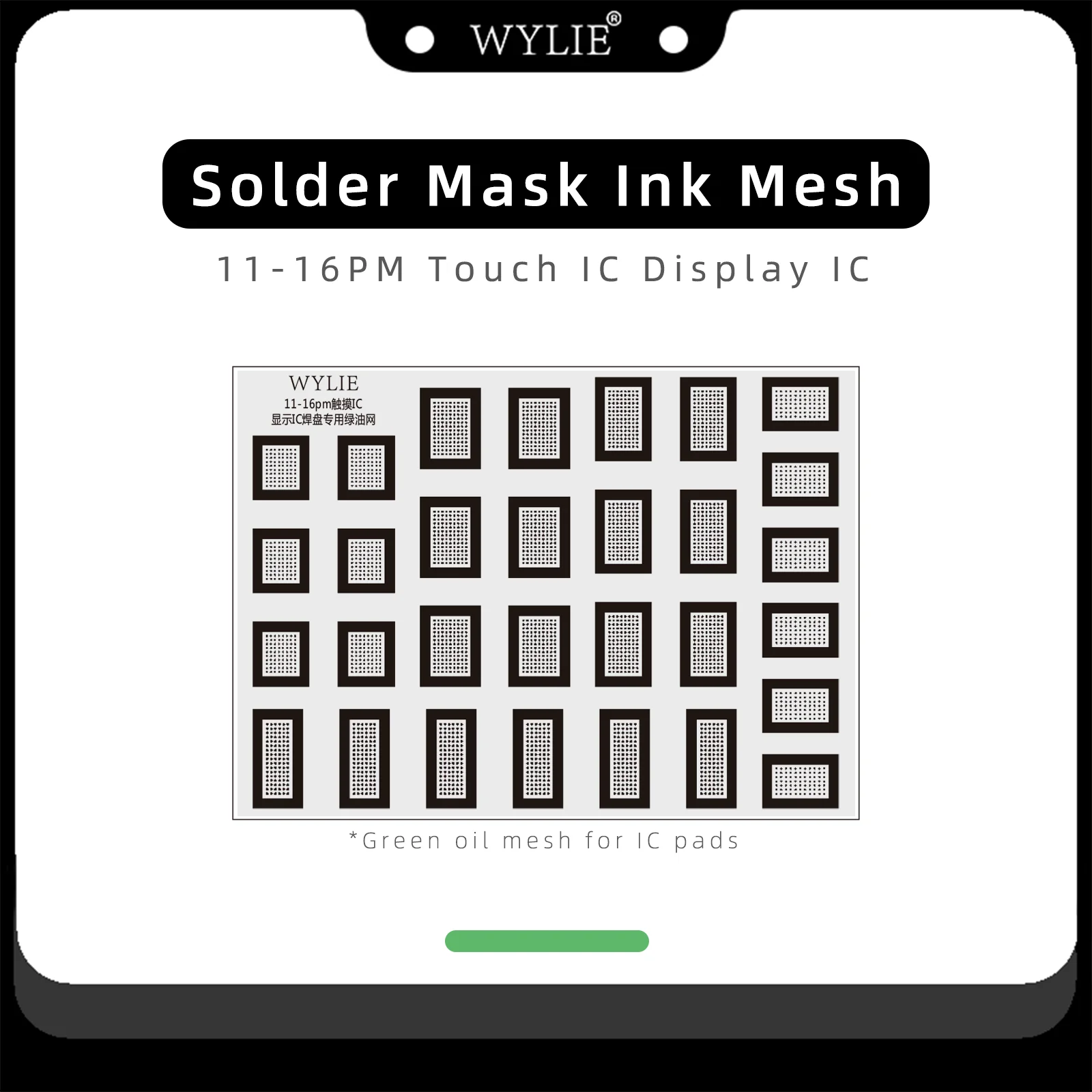WYLIE Green Oil Net UV Solder Mask Ink Kit For iPhone 11-16PM Touch IC Display IC Chip Rework BGA Reballing Stencil
