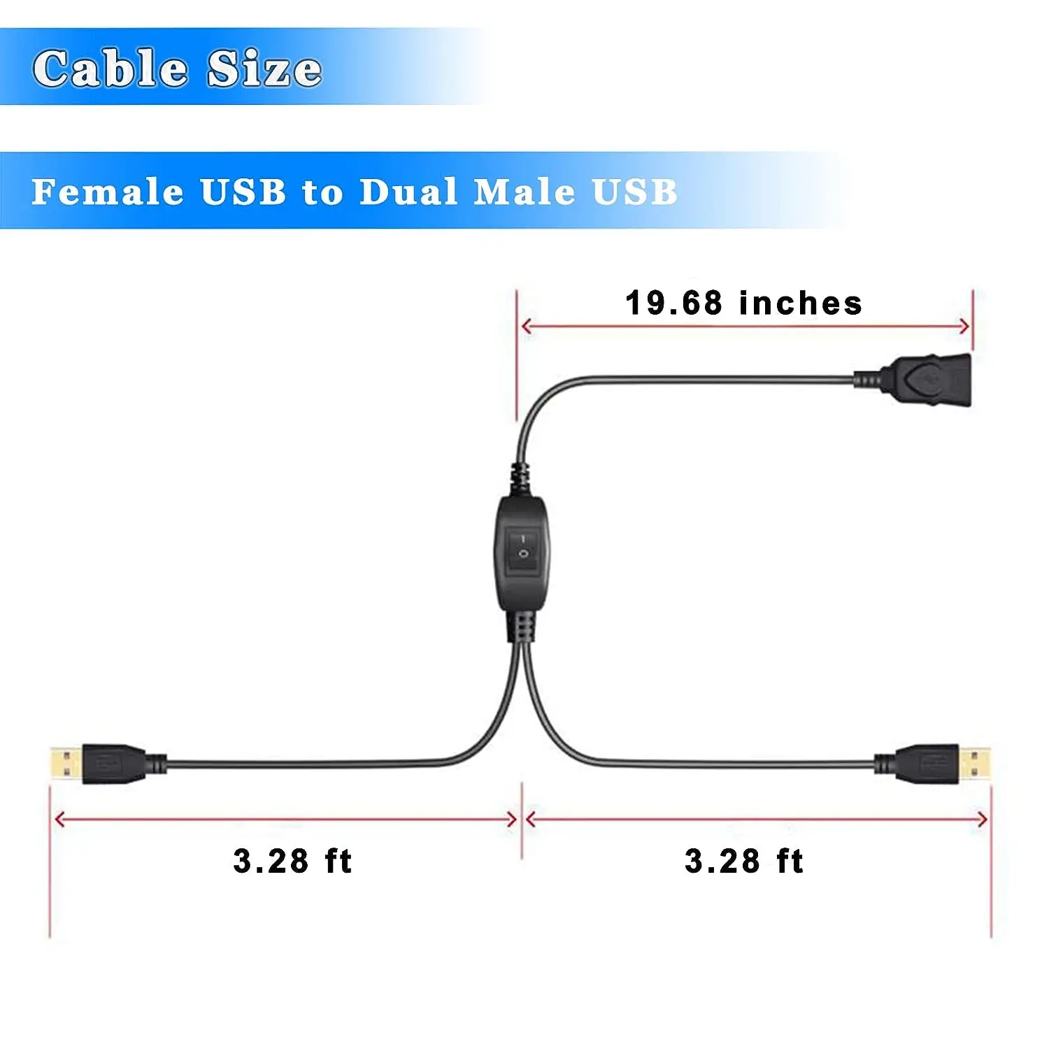 LBSC Dual USB 2.0 Type A Male to Female USB Y Cable 2 Male to 1 Female Hub Power Data Cable Foil Braided Shielded For Printer