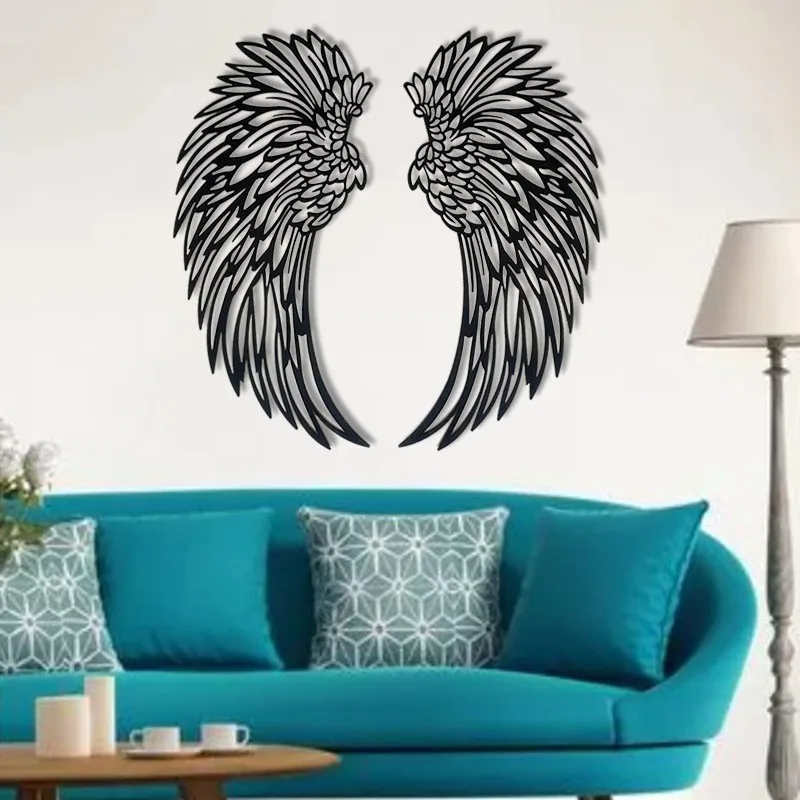 

1pc Angel Wings Home Decorative Ornaments Metal Feather Wings Wall Hanging Decor, Party Photography Backgrounds Livingroom