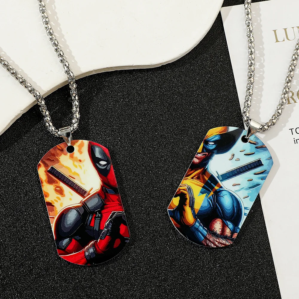 Disney Deadpool&Wolverine Pendant Stainless Steel Necklace Color Printing Men Activity Male Gift Jewelry Wholesale Dropshipping