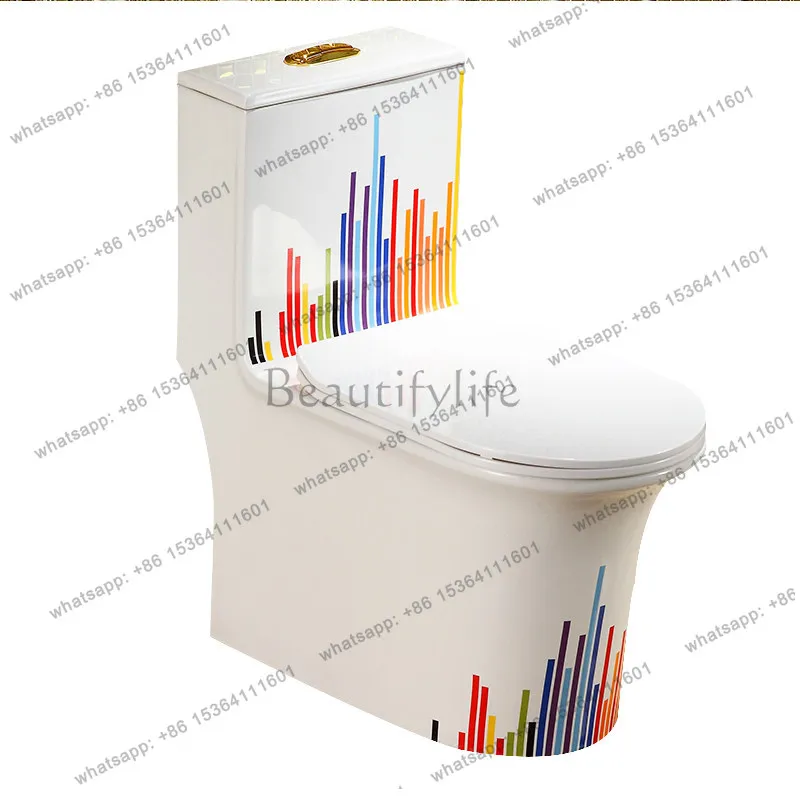 Household water pump color gold toilet super swirl water-saving deodorant toilet square personalized color ceramic toilet
