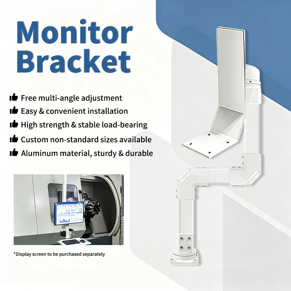 Industrial display bracket with enhanced load-bearing capacity, aluminum alloy anodized, folding and telescopic cable routing