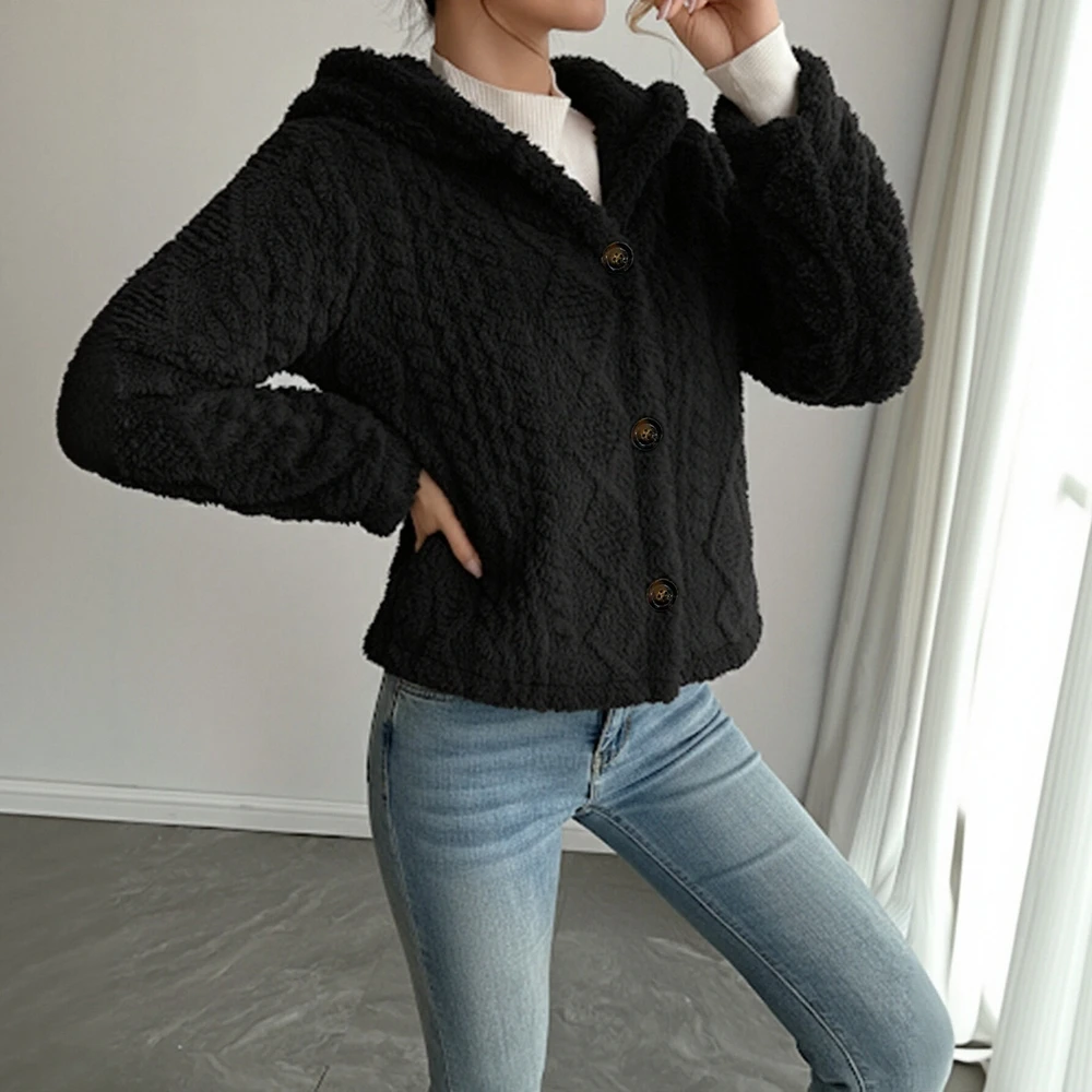 

Повседневная куртка с круглым вырезом, осенне-зимняя одежда, женский топ с декоративными пуговицами, стильная элегантная модная уличная одежда