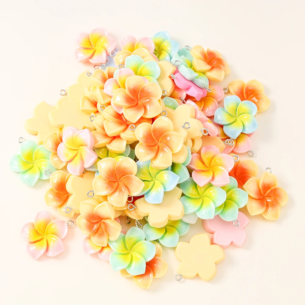 10 stücke Neue Kawaii Sommer Urlaub Harz Hibiskus Blume Charms für Ohrringe Diy Schmuck Machen Zubehör
