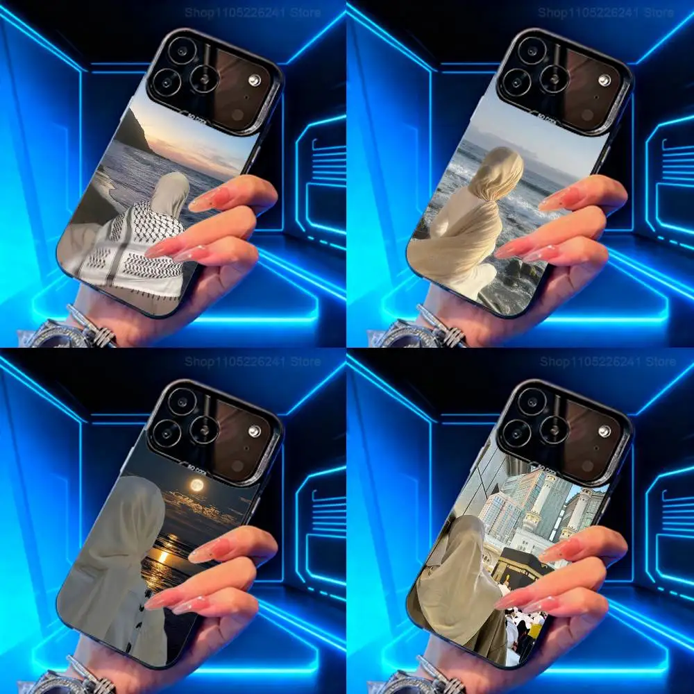 

Belief Art Muslim Girls For iPhone 15,14,13,11,SE,XS,MAX,12,16,17,Mini,Pro,Black Matte Silicone Cover Case