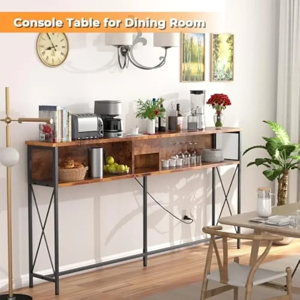 

70.9" Behind Couch Table-18W USB C Sofa Table, Console Tables with Outlet,2024 Upgraded Wobble-Free Design Entryway High quality