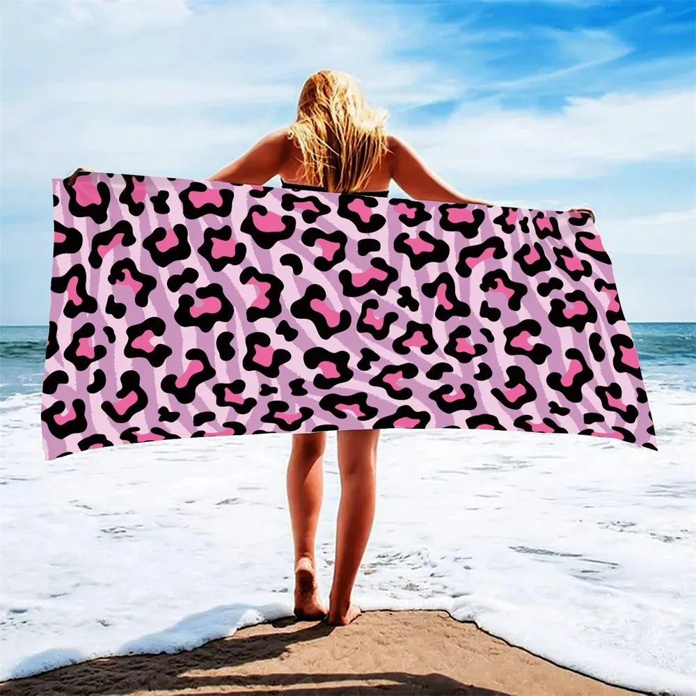 Leopard Print Microfiber Beach Towel Tigers Absorbent Swimming Towel Lightweight Quick Drying Pool Towel Perfect for Men Women