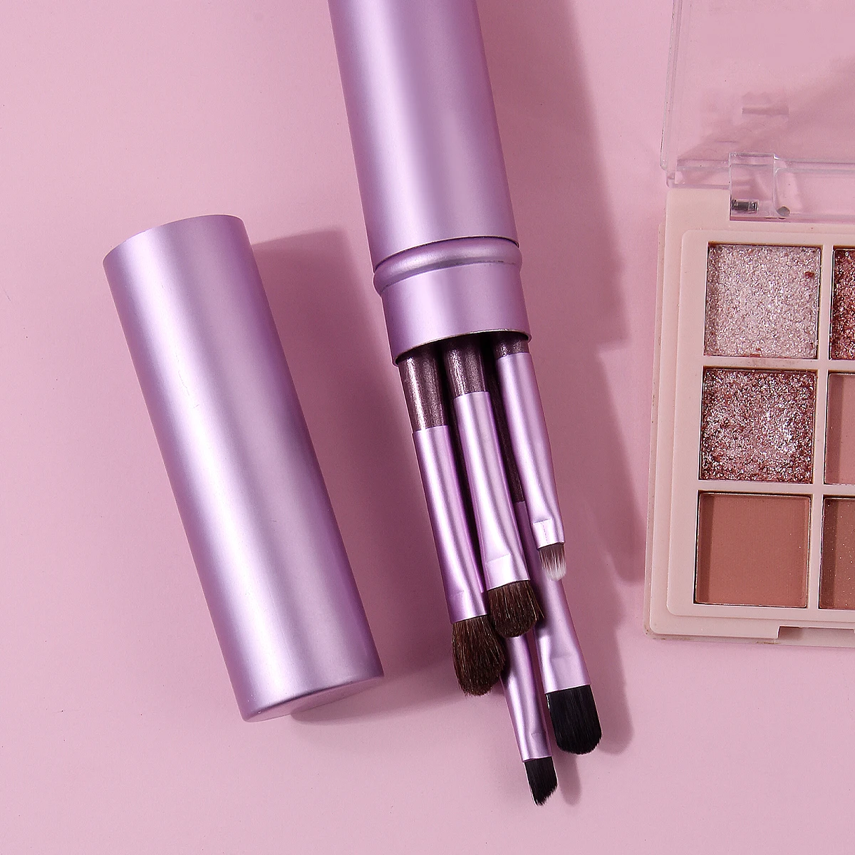 8PCS multi-functional eye makeup brush set + rose-shaped blush brush & Portable Eyebrow trimmer & aluminum tube storage bucket