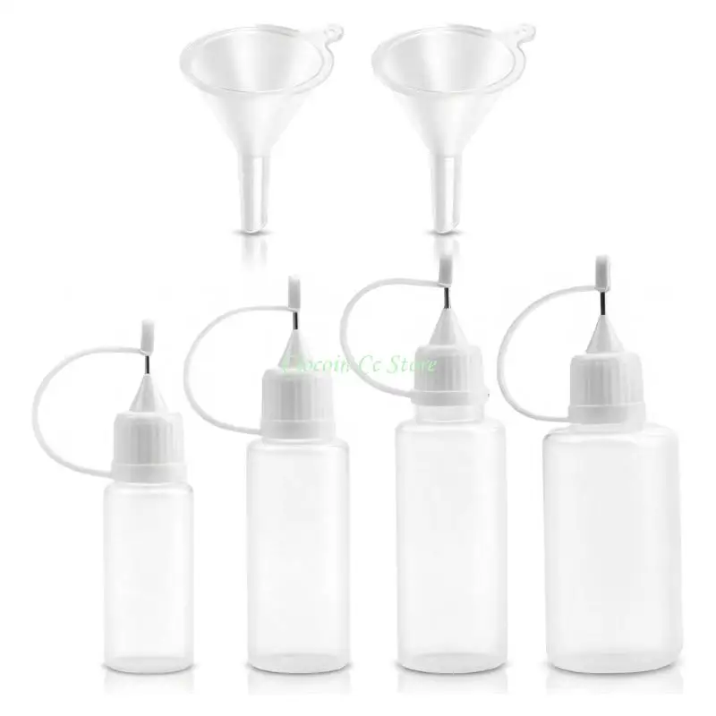 X90F DIY Paint Bottle Set with Funnel for Detail Work, Fine Tip Plastic Bottles with Clear Body View and Careful Liquid Control