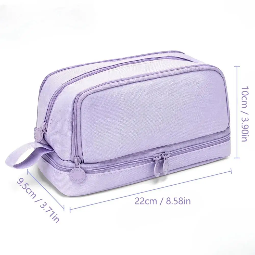 Macaron Color Large Capacity  Zippered Pencil Case  Multi-Compartment  Waterproof and Durable Stationery Storage