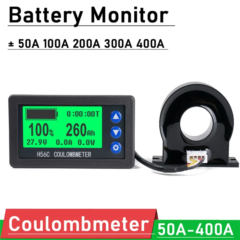 Battery Monitor Hall Coulomb Meter DC 8-100V 100A Lifepo4 Lead-Acid Li-Ion Lithium Capacity Power Display