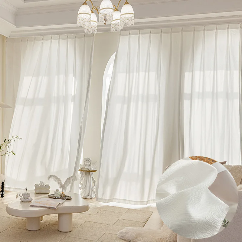 

White Sheer Curtains Home Decoration Airy & Lightweight Elegant Window Treatments with Light Filtering Tulle Curtains