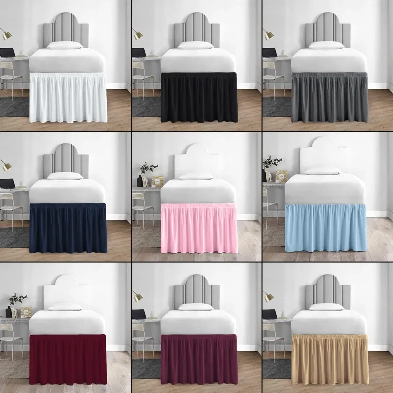 Machine Washable Bed Skirt Wrap Around Bed Skirt Extra Long Wear Resistant Bed Skirts for Queen Size Beds for College Dorm Rooms